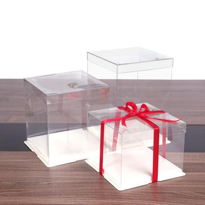 China Recycled materials wholesale custom transparent high quality cake boxes cheap birthday cake plastic box cake box for sale