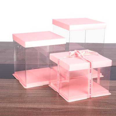 China Recycled Materials Lace Lid And Bottom Transparent Cake Box Custom Fruit Cake Packaging RPET/PET Clear Blister Container Individual Dessert Cake p for sale