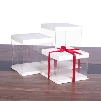 China Recycled Materials Factory Selling Food Grade Transparent Custom Cake Packaging Boxes With Lid for sale