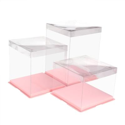 China 2021 Materials 2021 Recycled Hot Selling Pink Bottom Clear Plastic Cake Box Cake Box Cake Box With Lid for sale