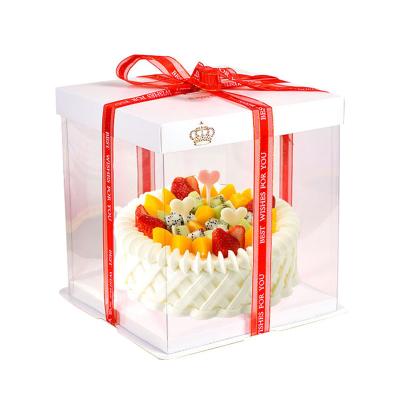 China Custom Cake Box Wedding High Quality Recycled Materials 2021 With Clear Transparent Window Lid Handle for sale