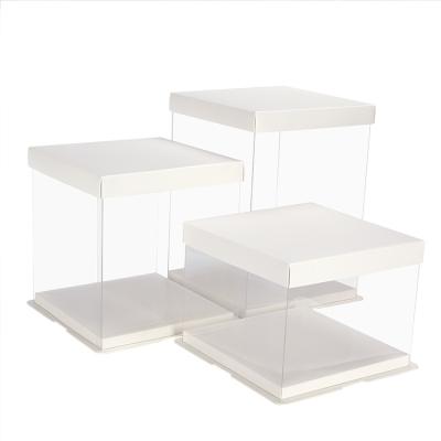 China Recycled Materials 2021 White Lid Marble Cake Box Number Cake Boxes Wedding Plastic Transparent Customizable Cake Boxes For Guest for sale