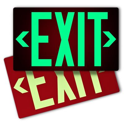 China EXIT Sign Green And Red Fluorescent Metal Outdoor Use Exit Sign Sign for sale