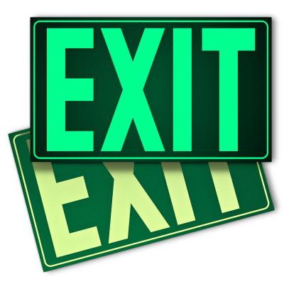 China Outdoor Exit Sign Fluorescent Metal Sign Exit Sign Green Fluorescent Exit Signs for sale