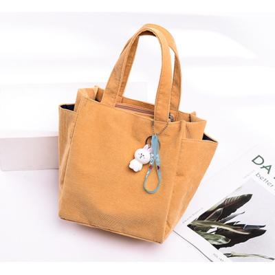 China Japan Style Japanese and Korean style Corduroy cloth Material Women shopping Handbag bento bags Wholesale for sale