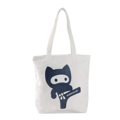 China Reusable Custom logo cute cartoon shopping travel party ninja handle recycled cotton bag embroidery tote bag for sale