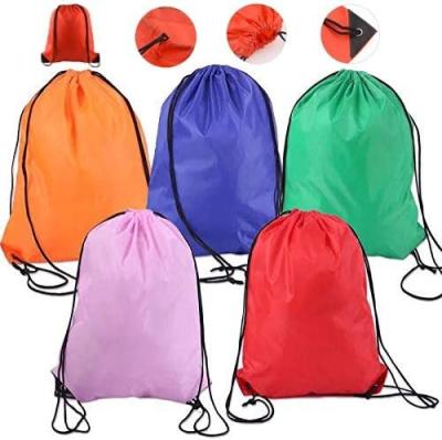 China Reusable Wholesale sturdy gym travel sports laminated backpack portable polyester nylon custom drawstring bag for sale