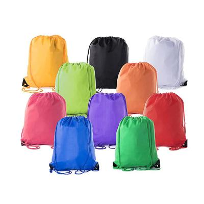 China Reusable Custom logo durable portable fitness walking sports bulk backpack boys girls polyester drawstring bag for sale