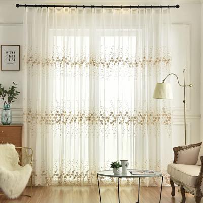 China Wholesale Luxury Blackout Embroidery Floral Sheer Ready Made Window Curtain Set For Living Room Bedroom Door Curtain In White for sale