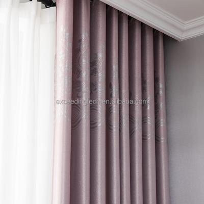 China Wholesale Cheap Pink Blackout Jacquard Europe Flower Blackout Curtains For Living Room for sale