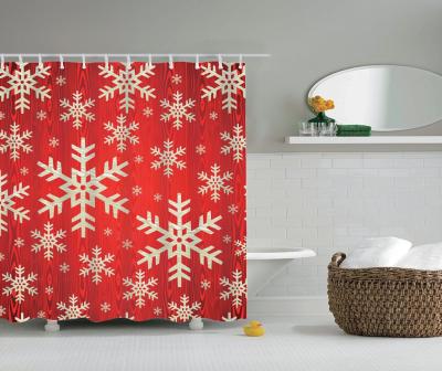 China Customized Size Polyester Waterproof Christmas Truch Red Shower Curtain Sustainable Set Luxury for sale