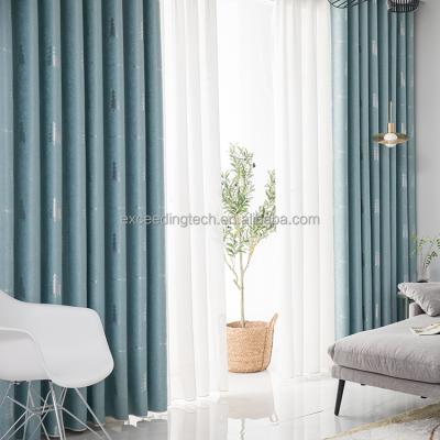 China Blackout 2022 Blackout Tree Jacquard Blackout Tree Eyelet Curtain Canvas Wholesale Polyester Ready Curtain For Window for sale