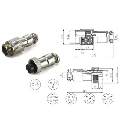 Cina GX12 Tipo di cuffia di presa per l'aviazione 5/6/7 Pin RS765 12MM Aero Plug+Socket aeree+Connector per l'aviazione in vendita