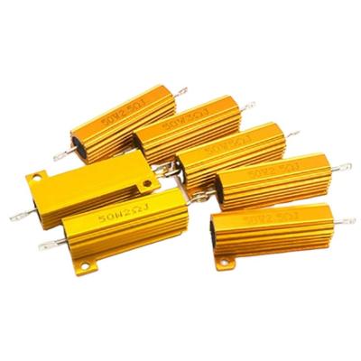 China RX24 75W 10K Ohm Power Gouden Aluminium Gehost Metalen Schelp Hoes Draad Wond Resistor Wirewound Te koop