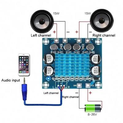 Chine Circuits intégrés IC XH-A232 TPA3110 carte d'amplificateur numérique 30W2 2.0 canaux classe D stéréo audio AMP DC 8-26V 3A pour haut-parleur de bureau à vendre