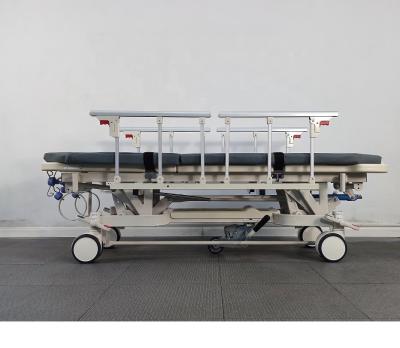 China Metal Hospital Guardrail Double Open Folding Transfer Bed for sale