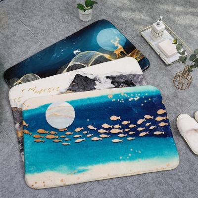 China Wholesale Washable Carpet Lint Absorbent Floor Machine Washable Microfiber Lamb Microfiber Non-slip Mat For Shower Room for sale