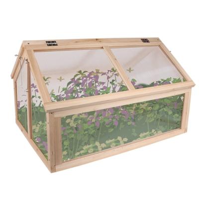 China Modern Single Row Greenhouse Wooden Nursery Vented Garden Planter With Opening Top Door for sale