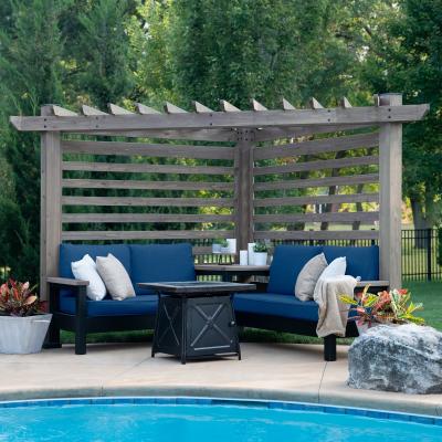 China Easily Assembled Outdoor Home And Garden Landscaping Waterproof Customized Wooden Pergola With Conversation Seating for sale