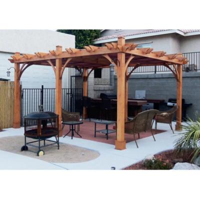 China Hot Selling Easily Assembled Garden Pergola Outdoor Waterproof Bioclimatic For Living Wooden Pergola With Chair Set for sale