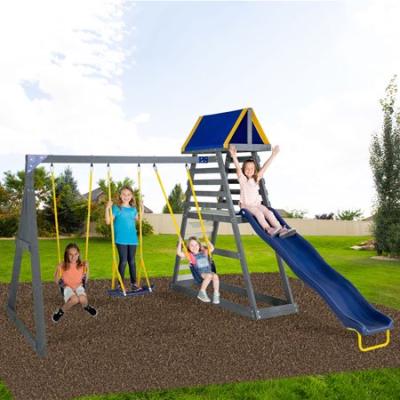 China Modern Wooden Outdoor Garden Playgrounds Playground Swing Set With Slide For Kids Children for sale