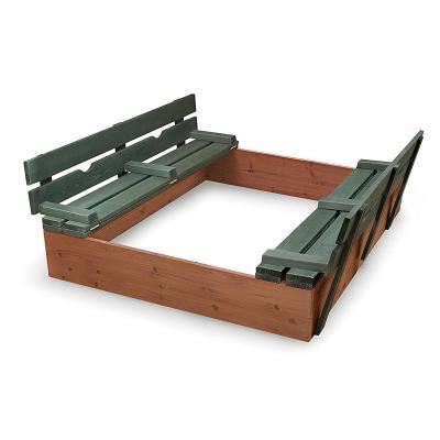 China Wholesale high quality simple modern foldable natural wood sandbox with two bench seats for sale