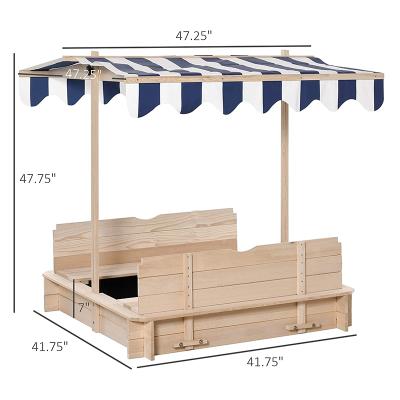 China Modern Simple Wood Adjustable Convertible Canopy Bench Cover Sandbox Bottom Cover for sale