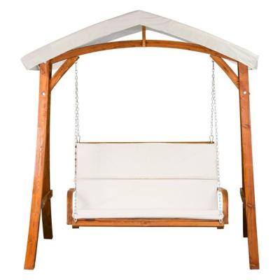 China Modern Leisure Season Water Resistant Free Standing Wooden Swing Seater With Canopy for sale