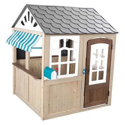 China Easily Assembled Wooden Outdoor Playhouse with Wrapping Paper Assembly Doorbell Bell Mailbox and Tent, Gift for Ages 3-10 for sale