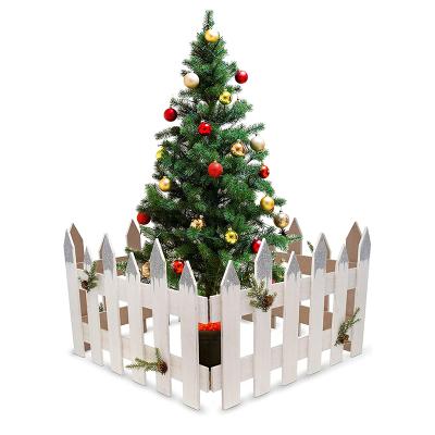 China Easily Assembled Wooden White Christmas Picket Tree Fence For Garden Grass Lawn Indoor Outdoor Home for sale