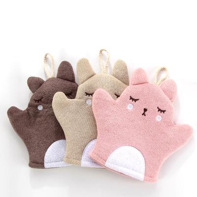 China All Natural Animal Plush Baby Bath Gloves Soft Baby Wash Mitt for sale