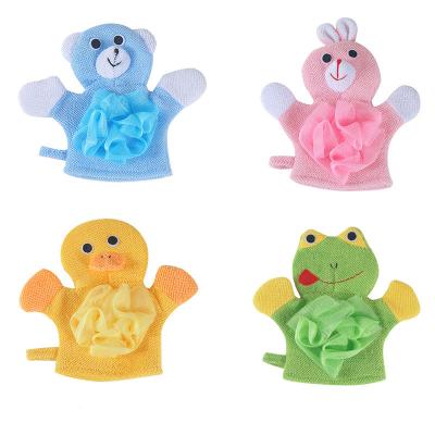 China All Natural Hand Puppet Bath Wash Mitt Towel With Animal Designs For Kids Bath Mitt for sale