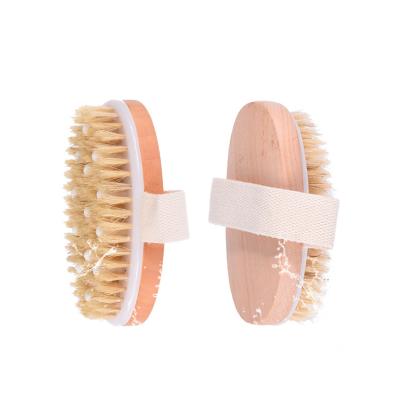 China EXFOLIATE Wholesale Natural Boar Bristle Round Shape Wooden Bath Body Brush For Shower Massage for sale