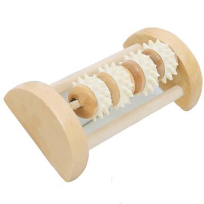 China Custom Foot Logo Various Specifications Wooden Dual Foot Massager Roller For Relax Relieve Plantar Fasciitis for sale