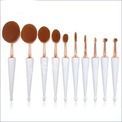 China Angular Blush Oval Makeup Brush Set Professional 10 Pcs Toothbrush Base Contour Concealer Eyeliner Blending Brushes Cosmetic Tool Kit for sale