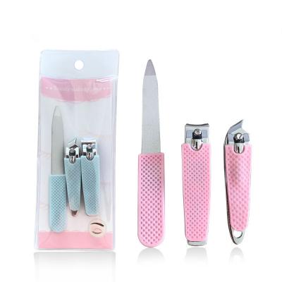 China Supermarket 3pcs Makeup Tool Skin Care Manicure Set Stainless Steel Nail File Set for sale