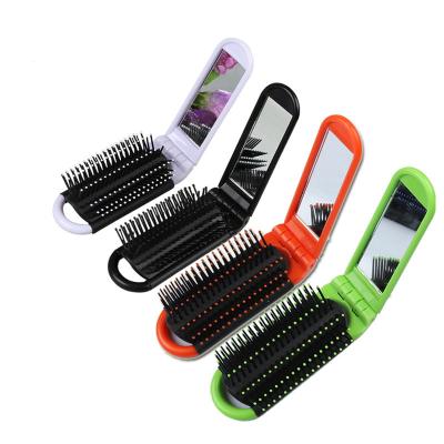 China Home Professional High Quality Mini Portable Folding Hair Brush With Mirror for sale