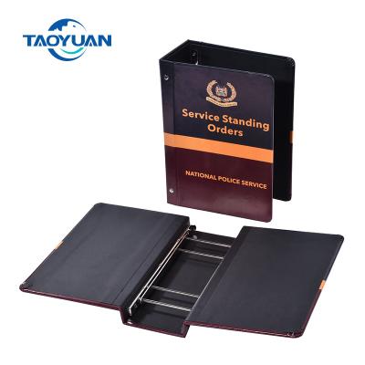 China Printed paper over woodboard paper with locked metal push binder cover for sale