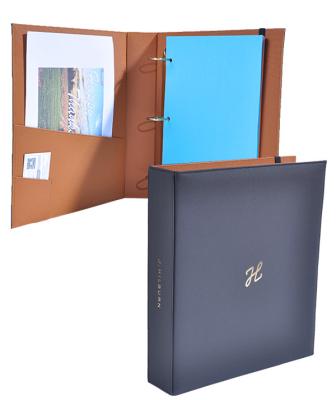 China 100% Eco-friendly Customize High Quality Leather PU Ring Binder /3 A4 Ring Binder /Embossed Folder for sale