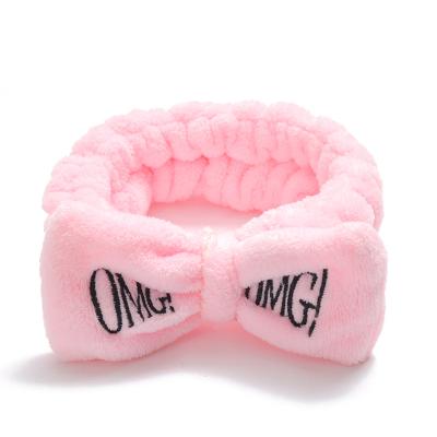 China Candy 2021 New OH MY GOD Letter Coral Fleece Wash Face Bow Headbands For Women Girls Headbands Headwear Hair Bands Turban Hair Accessories for sale