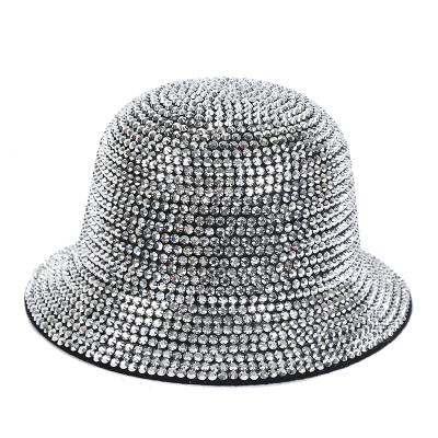 China Polyester+crystal Bucket Hat Silver Shine Luminous Felt Hat for sale