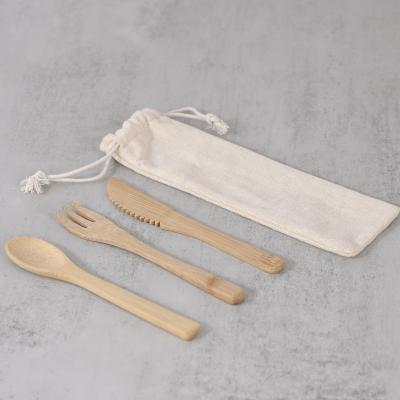 China Travel Sustainable Bamboo Cutlery Set Flatware Set Knife Fork Spoon Eco Friendly Camping Cutlery Set With Pocket for sale