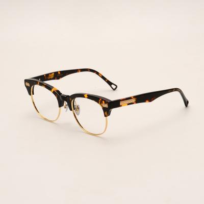 China For Retro Reading Glass Temperament Half Frame Tortoiseshell Metal Flat + Metal Optical Frames Glasses for sale