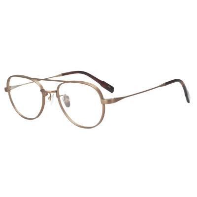 China Matte Pilot Blue Oval Glasses Of Titanium Optical Frames+Flat Style Fashionable Optical Sight Simple And Flexible Style for sale