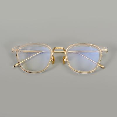 China For China factory Shenzhen reading glass titanium black and thin layer gold glasses frame optical frame transparent hot sale style for sale