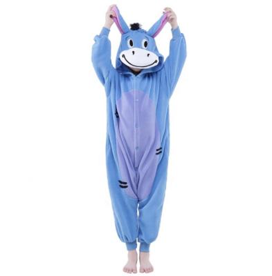 China Polyester Donkey Blue Onesie Costume Animal Cosplay Pajamas For Kids for sale