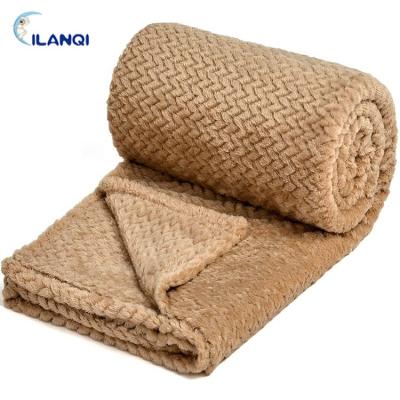 China China Factory Supplier High Quality WARM Extra Soft Leaves Jacquard Polyester Flannel Fleece Couch Blankets And Throws for sale