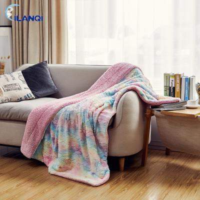 China PORTABLE Wholesale Colorful Soft Travel Tie Dye Plush Sherpa Warm Throw Blanket For Home Plush Baby Blanket Throw Blanket For Couch for sale