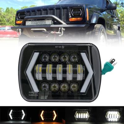 China 7inch 40W Work Light with Arrow 7x6 inch Halo LED Headlight 5x7 inch Square LED Headlight with Arrow Angel Eyes DRL Turn Signal Light Replaces H6054 H5054 H6054 for sale