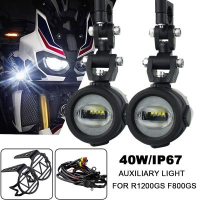 China NEW NEW WIND Motorcycle 40W IP67 LED Spot Light Auxiliary Spot Lamp With Wiring Switch Cable For BM W R1200GS F800G F750GS for sale